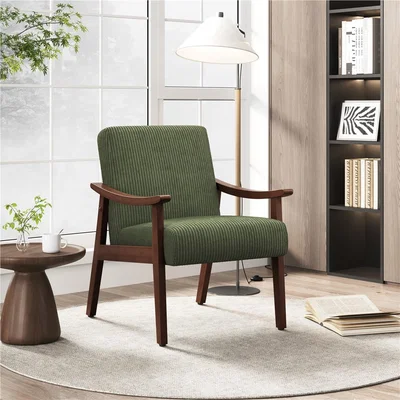 The Range Yaheetech Armchair Accent Chair with Solid Wood Legs - Dark Green