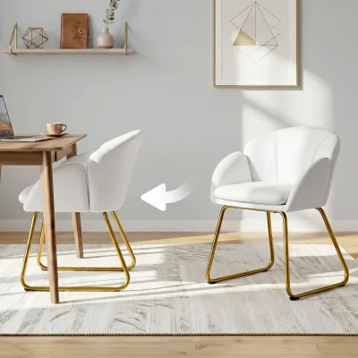 The Range Yaheetech Flower Shape Vanity Chair Accent Chair - Matte White