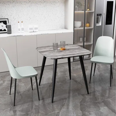 The Range Aspen Square Grey Oak Effect Table and 2 Duo Plastic Chair SET - Light Grey