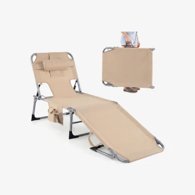 The Range Folding Chaise Lounge Beach Chair - Brown