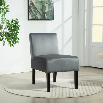The Range Valina Velvet Fabric Armless Accent Chair - Grey