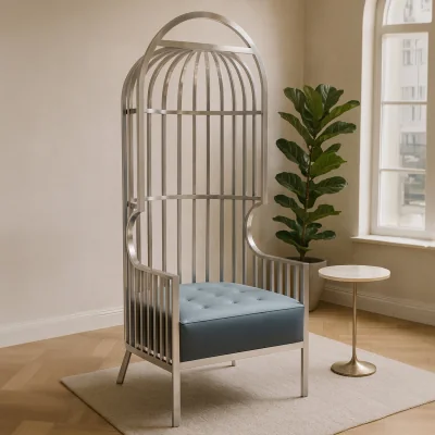 The Range Eliza Brushed Silver Dome Cage Chair - Silver