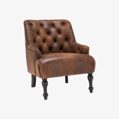 The Range Faux Leather Suede Brown Armina Accent Chair - Brown