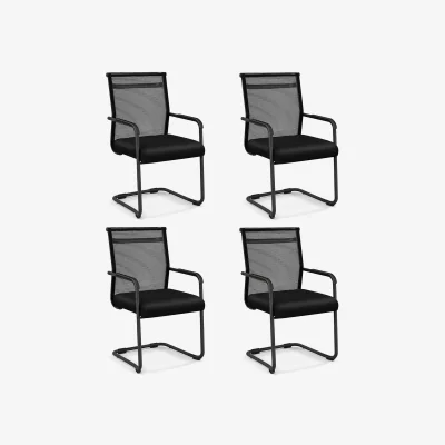 The Range Set of 4 Stackable Reception Chairs - Black