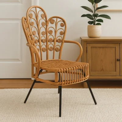 The Range Java Natural Rattan Scalloped Back Chair - Natural