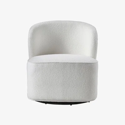 The Range Sherpa Linen Swivel Accent Chair - White