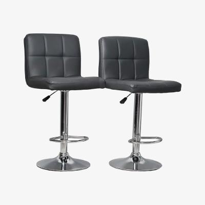 The Range Pair Of 2 Dark Grey Faux Leather Swivel Breakfast Bar Stool Chairs - Dark Grey
