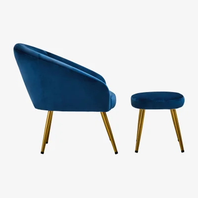 The Range Yasmeen Midnight Blue Chair And Footstool - Blue