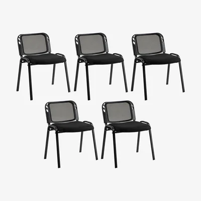 The Range Set of 5 Stackable Waiting Room Chairs - Black