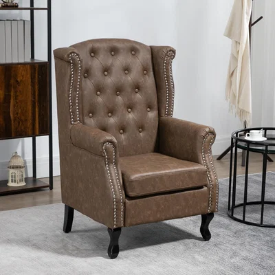 The Range Wingback Armchair Chesterfield-style Tufted Accent Chair - Brown