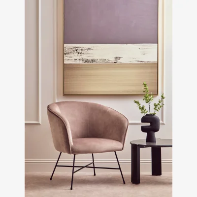 The Range Stockholm Mink Velvet Curved Accent Chair - Brown