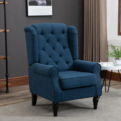 The Range Retro Accent Chair Wingback Armchair with Padded Arm for Living Room - Blue