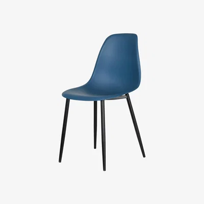 The Range Aspen Light Oak Round Table and 4 Curve Chair Set - Blue