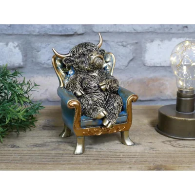 The Range Highland Cow On A Chair - Gold