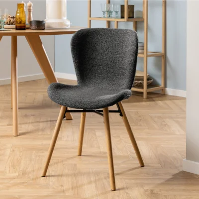 The Range Townsville Round Table White/Oak 100 + 4 Batilda Grey/Oak Chairs - White & Oak & Grey
