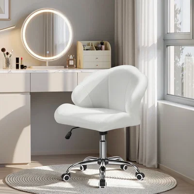 The Range Yaheetech Faux Leather Modern Swivel Vanity Chair - White