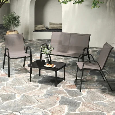 The Range 4 Piece Patio Chair Table Set - Grey