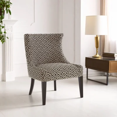 The Range Regents Park Greek Key Design Accent Chair with Black Legs - Brown