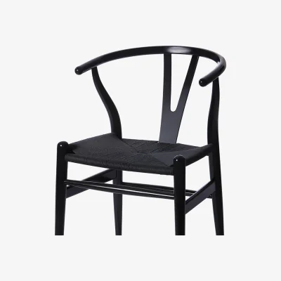 The Range Classic Danish Black  Wooden Wishbone Chair Black Cord Seat Set of 2 - Black