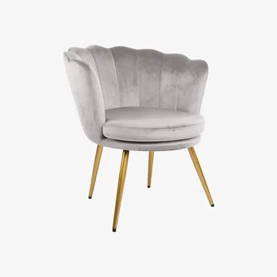 The Range Genesis Flora Accent Chair with Petal Back Scallop Armchair in Velvet - Silver Grey