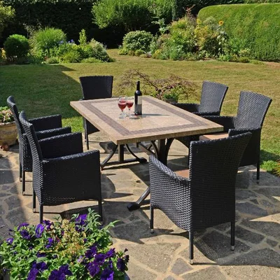 The Range Charleston Table with 6 Stockholm Chairs - Black