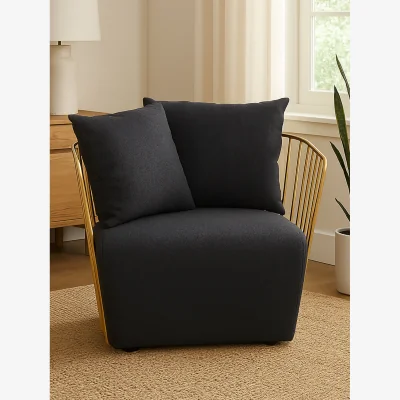 The Range Azalea Black Fabric and Metal Chair - Gold