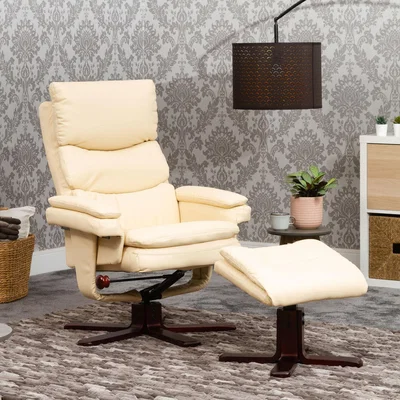The Range Colusa Swivel Recliner with Massage and Heat - White