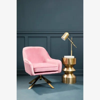 The Range Avery Pink Velvet Swivel Chair - Pink