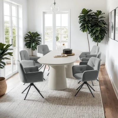 The Range Swivel Chair Lenia, Padded Upholstery - Velvet Look Anthracite/Black / 2
