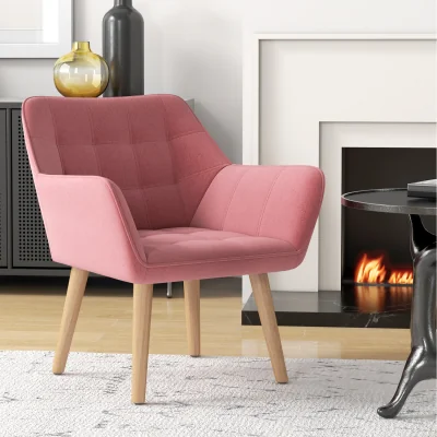 The Range HOMCOM Accent Chairs with wooden Legs - Pink