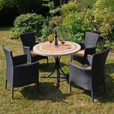 The Range Langley Table with Four Stockholm Chairs - Black