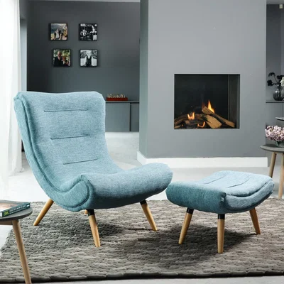 The Range Madelia Accent Chair and Footstool - Teal