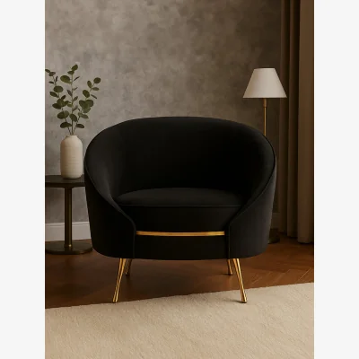 The Range Manhattan Black Velvet Cocoon Chair - Black