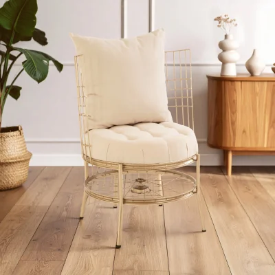 The Range Mantis Champagne Gold Finish Wheel Design Chair - Gold