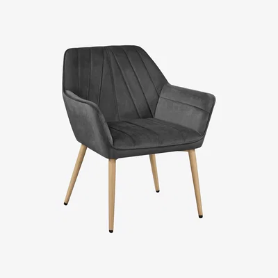 The Range Velvet Tufted Accent Chair with Metal Legs - Dark Grey