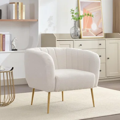 The Range Ronan Boucle Fabric Accent Chair - Cream