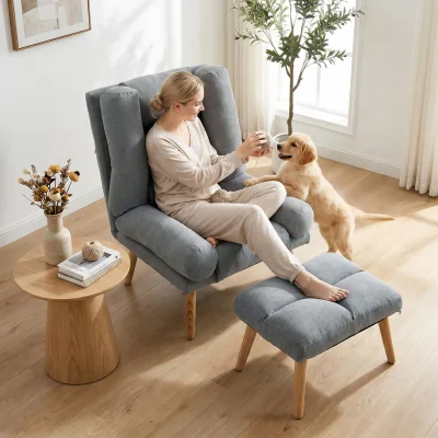 The Range HOMCOM Recliner Chair Ottoman Set - Grey