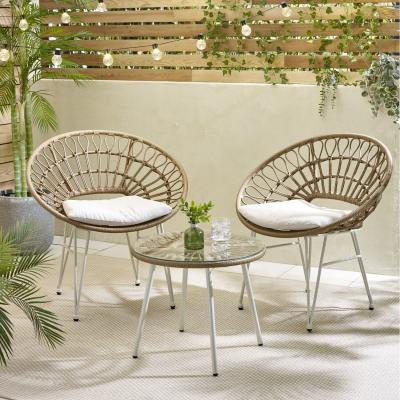 The Range Crete 3 pcs Chair Set Natural Rattan Cream Cushion - Beige