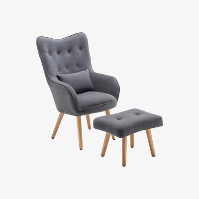 The Range Velvet Accent Chair and Footstool - Grey