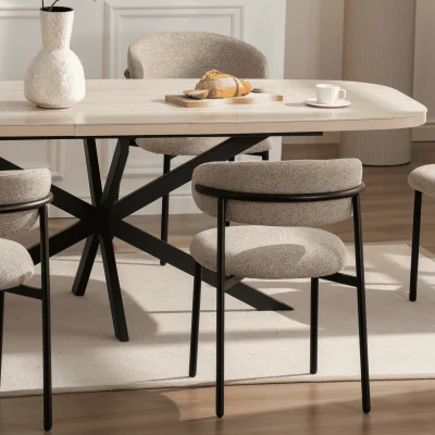 The Range Axal Wood Effect Extending Table and Beige Velora Chairs Set     - Oak effect & Beige / Table & 6 chairs