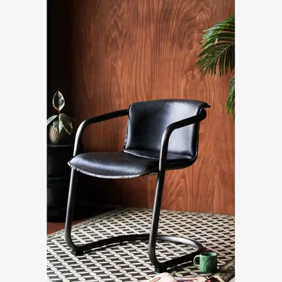 Rockett St George Antique Slate Leather Chair