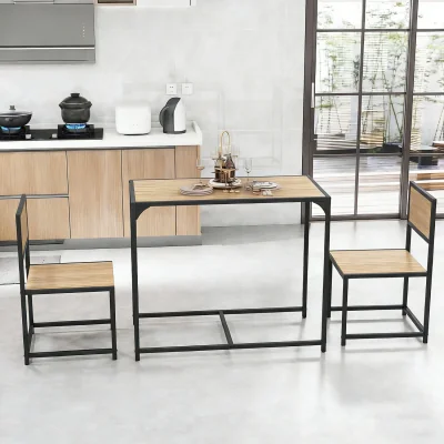 The Range Industrial Kitchen Table and 2 Chairs - Natural