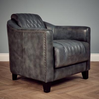 The Range Genuine Leather Tub Aviator Chair Grey - Grey