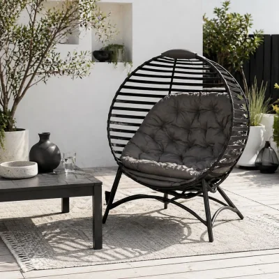 The Range Refito Toma Sand Brown Egg Chair with Cushions and Side Pocket