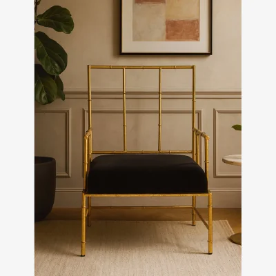The Range Monroe Gold and Black Velvet Accent Chair - Gold