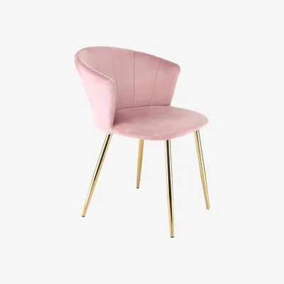 The Range Ella Velvet Accent Chair with Metal Legs - Pink