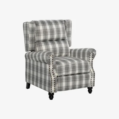 The Range Elegant Wingback Recliner Chair for Living Room - Beige & Grey