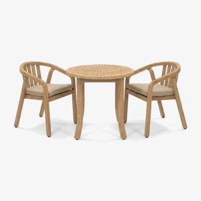 The Range Maris 2-Seater Round with Riven chairs - Natural
