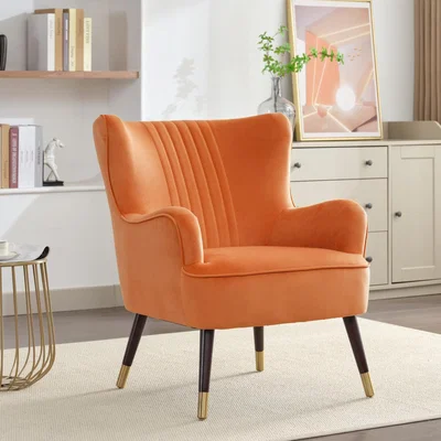 The Range Madison Velvet Fabric Accent Chair - Orange
