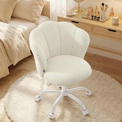 The Range Teddy Fleece Swivel Vanity Chair, White - Cream White